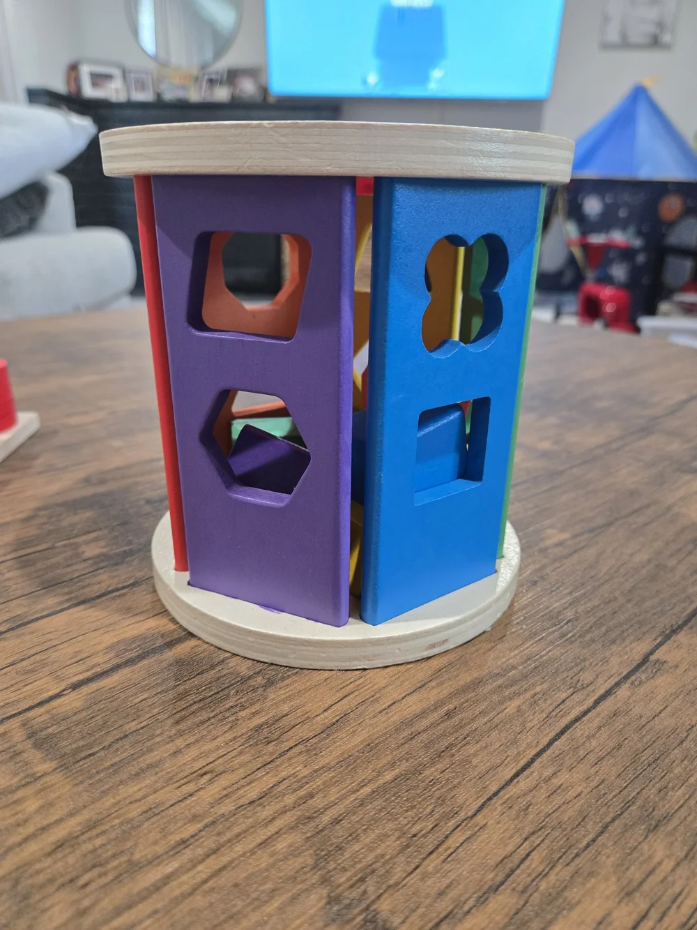 Wooden Shape Matching Toys - Blue, Green, Yellow - Kids Toys